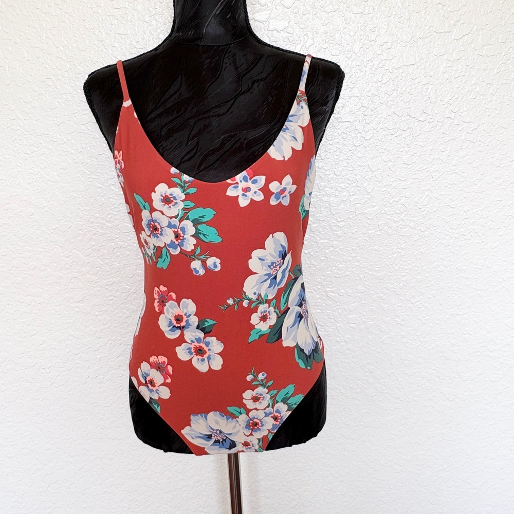 Aerie Swim One Piece Floral Cutout Backless, Womens S Orange 6135424325